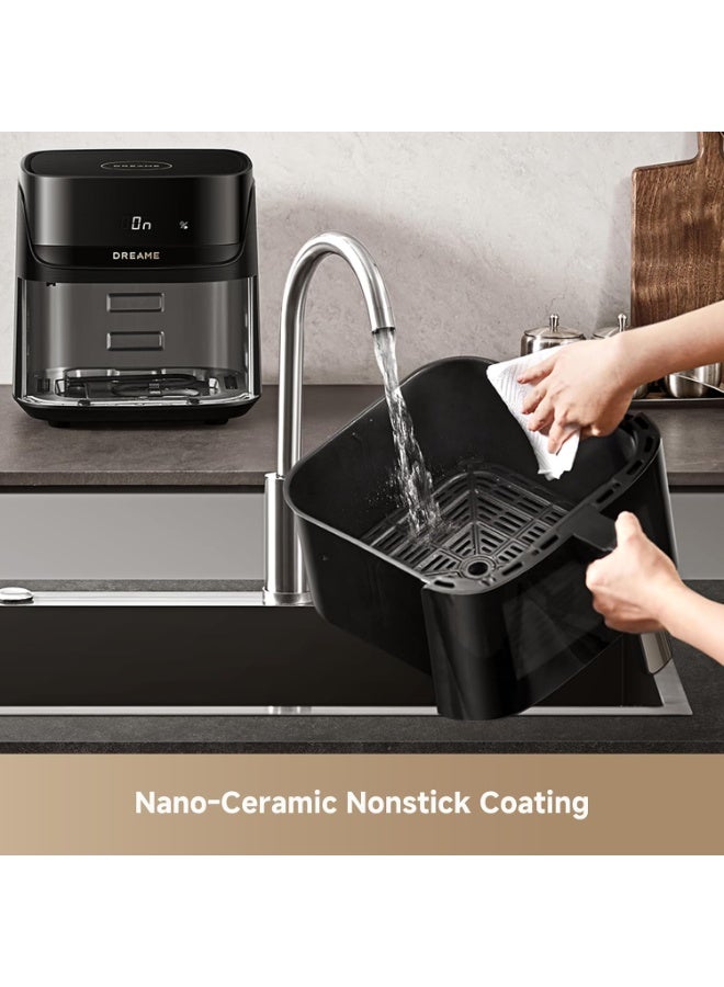 Dreame Play AF10 Pro Air Fryer, 7.6L Large Capacity, 2800W Dual-Source Cyclonic 360° Heating, No-Flip Air Fryer with Steam Infusion, 8 Preset Menus, Dehydrator Function, LED Display, Black 7.6 L 2800 W AF10 black - Image 3