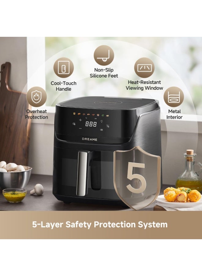 Dreame Play AF10 Pro Air Fryer, 7.6L Large Capacity, 2800W Dual-Source Cyclonic 360° Heating, No-Flip Air Fryer with Steam Infusion, 8 Preset Menus, Dehydrator Function, LED Display, Black 7.6 L 2800 W AF10 black - Image 4