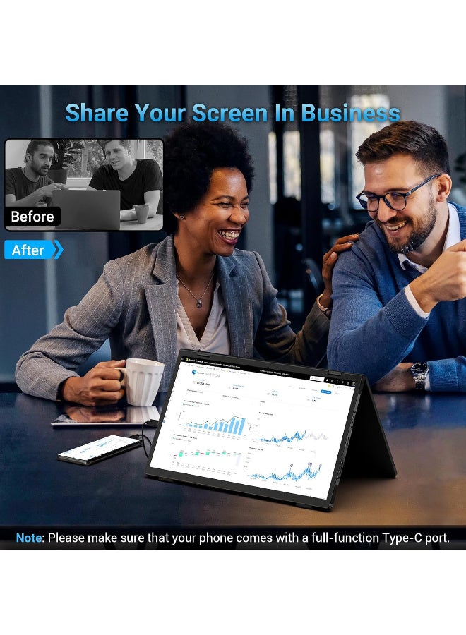شاشة محمولة مزدوجة 15.6 بوصة – شاشة قابلة للطي لتوسيع شاشة اللابتوب بدقة FHD وIPS و100% sRGB وسطوع 300 شمعة، متوافقة مع macOS وWindows وAndroid – شاشة محمولة للابتوب - Image 5