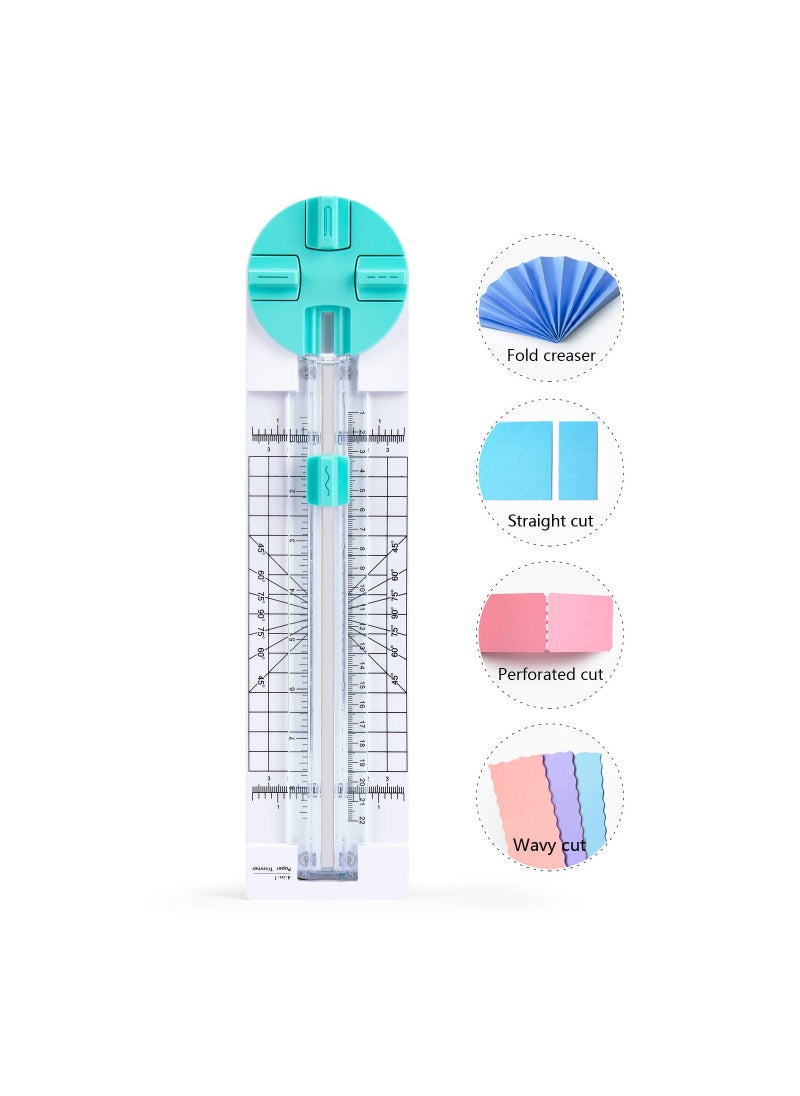 SYOSI - Paper Trimmer Craft Paper Cutter, 4 Style Multi-Function Scrapbooking Tool with Dial Blades of Straight, Wave, Dotted, Perforated, Creasing for Cutting Paper, Photos, Postcards, Scrapbook, Card(1Pack) - Image 1