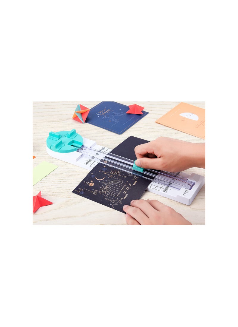 SYOSI - Paper Trimmer Craft Paper Cutter, 4 Style Multi-Function Scrapbooking Tool with Dial Blades of Straight, Wave, Dotted, Perforated, Creasing for Cutting Paper, Photos, Postcards, Scrapbook, Card(1Pack) - Image 1