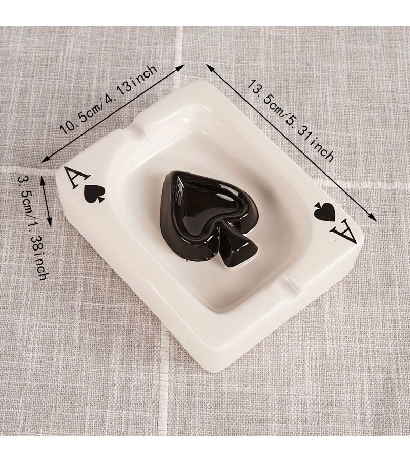 Plum Bossom Creative Poker Ceramic Ashtray Portable Desk Home Office Gift - Image 3