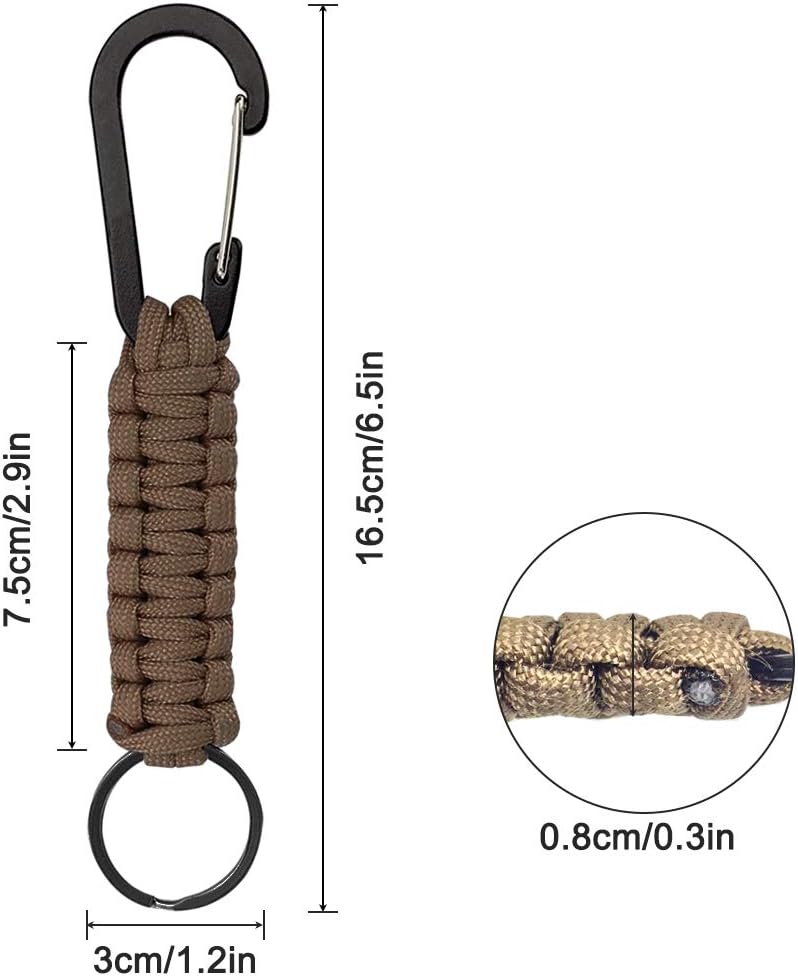 SENHAI 5 Pcs Paracord Keychains with Carabiner, Braided Lanyard Ring Hook Clip for Keys Knife Flashlight Outdoor Camping Hiking Backpack Fit Men Women - 5 Colors - Image 3