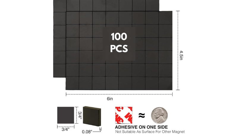 DREWTA Magnetic Squares with 3M Adhesive Backing(100 PCS Each 3/4" x 3/4"),Self Sticky Pre-Cut Magnet Tape Strip for Toldder Family Activities,Peel and Stick for Cards/Picture/Poster - Image 5