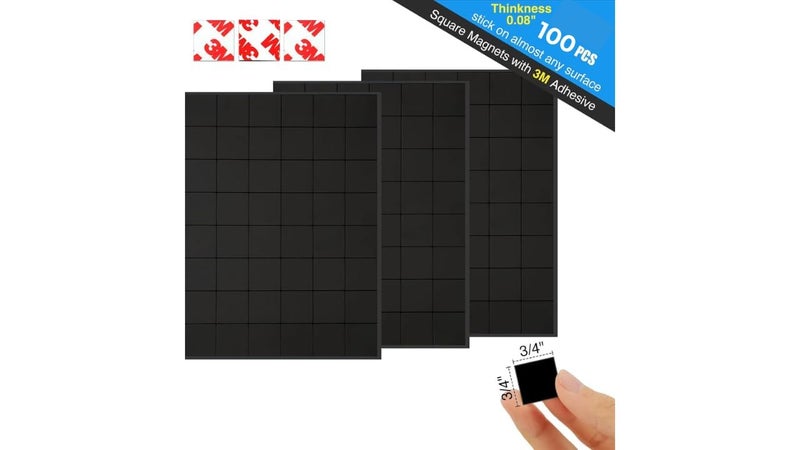 DREWTA Magnetic Squares with 3M Adhesive Backing(100 PCS Each 3/4" x 3/4"),Self Sticky Pre-Cut Magnet Tape Strip for Toldder Family Activities,Peel and Stick for Cards/Picture/Poster - Image 4