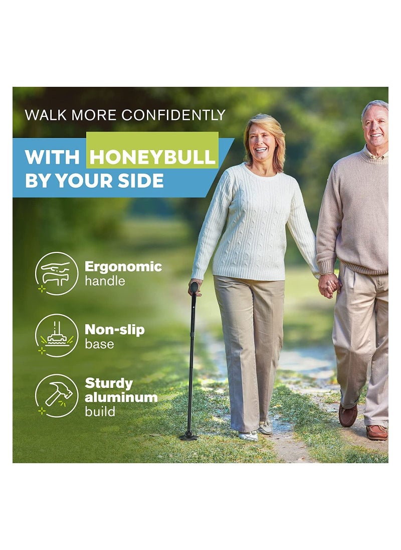 Generic - Smart Easy Walking Stick Adjustable Aluminum Lightweight Folding Cane and Extendable Walking Stick with Led Light for  for Elderly with Cushion T Handle and Pivoting Quad Base for Hiking Mountain Clim - Image 1