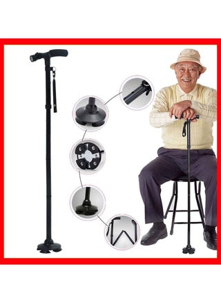 Smart Easy Walking Stick Adjustable Aluminum Lightweight Folding Cane and Extendable Walking Stick with Led Light for  for Elderly with Cushion T Handle and Pivoting Quad Base for Hiking Mountain Clim - pzsku/ZDF2270230D9DB38B95E6Z/45/_/1660153621/f18447b9-5dea-440f-957c-c9c52fd1f6b1