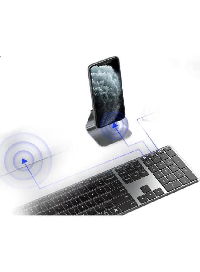 AUSDOM Asdun S4 Pro Wireless Bluetooth Keyboard, Office Desktop Computer Laptop Keyboard, Ultra-Thin Metal Rechargeable Full-Size Silent Keyboard, Long Battery Life, With Backlight, Upgraded Version - Image 3