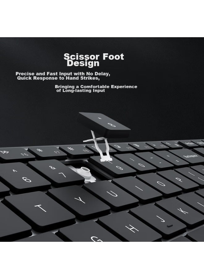 AUSDOM Asdun S4 Pro Wireless Bluetooth Keyboard, Office Desktop Computer Laptop Keyboard, Ultra-thin Metal Rechargeable Full-size Silent Keyboard, Long Battery Life, With Backlight, Upgraded Version - Image 4
