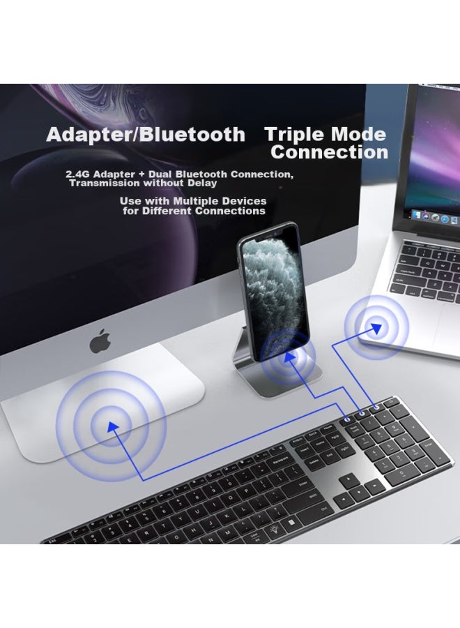 AUSDOM Asdun S4 Pro Wireless Bluetooth Keyboard, Office Desktop Computer Laptop Keyboard, Ultra-thin Metal Rechargeable Full-size Silent Keyboard, Long Battery Life, With Backlight, Upgraded Version - Image 3