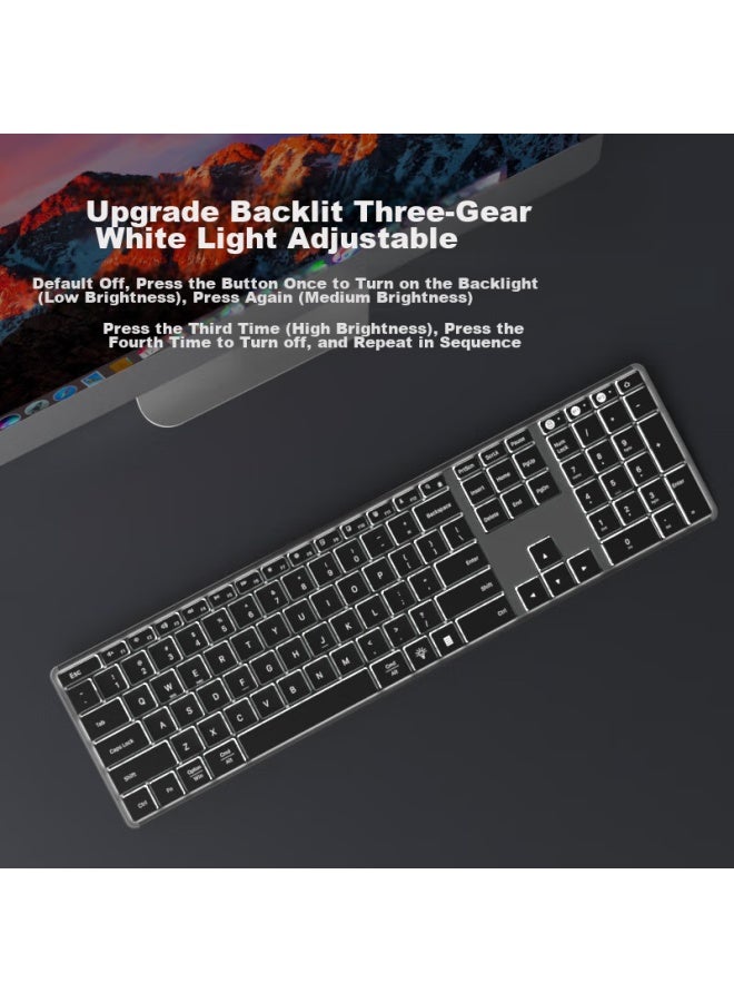AUSDOM Asdun S4 Pro Wireless Bluetooth Keyboard, Office Desktop Computer Laptop Keyboard, Ultra-thin Metal Rechargeable Full-size Silent Keyboard, Long Battery Life, With Backlight, Upgraded Version - Image 2