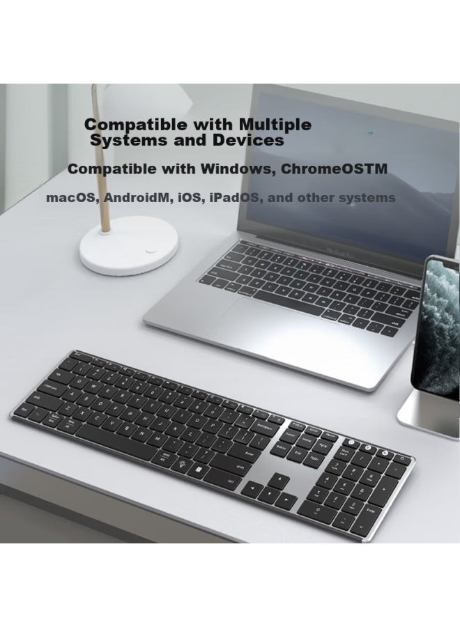 AUSDOM Asdun S4 Pro Wireless Bluetooth Keyboard, Office Desktop Computer Laptop Keyboard, Ultra-thin Metal Rechargeable Full-size Silent Keyboard, Long Battery Life, With Backlight, Upgraded Version - Image 5
