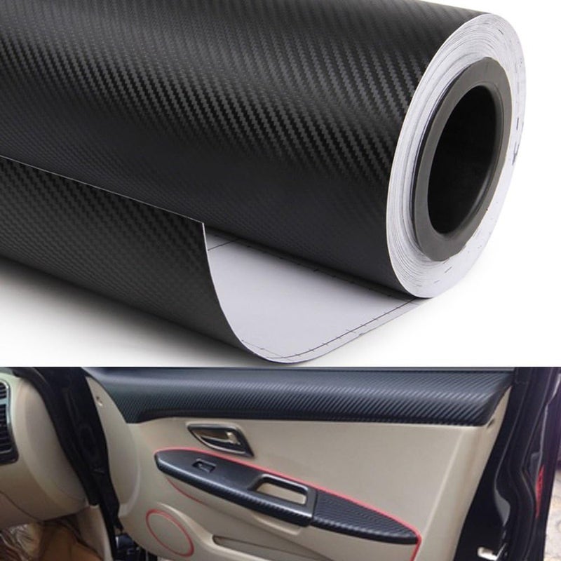 CVANU 12''x60'' 3D Black Carbon Fiber Vinyl Car Wrap Sheet Roll Film Sticker Decal - Image 5
