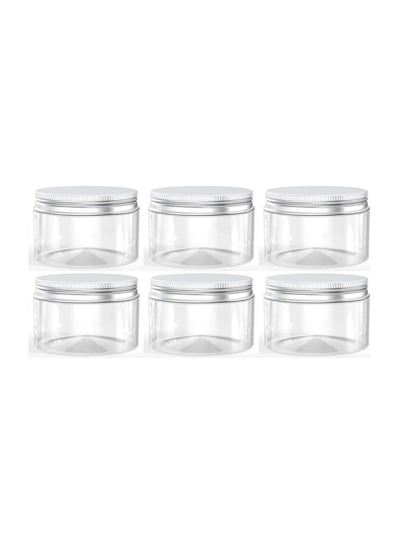 الأقصر مرطبانات بلاستيكية سعة 100 مل بأغطية ألومنيوم مانعة للتسرب | حاويات صغيرة مستديرة لتخزين المطبخ، والصلصات، والسوائل، ومستحضرات التجميل، والكريمات، والمربى، والمخللات، والقهوة، والشاي، والحلويات (عبوة من 6 قطع) - Image 1