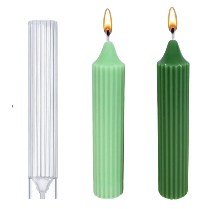 ShoppeeCity Polo Striped Pillar Candle Mold I Long Rod Cylinder Acrylic Candlestick Wax Mould I for DIY Handmade Cake Dcor Aromatherapy Candles Making Home Wedding Party Decoration 35 X 15 CM - Image 1