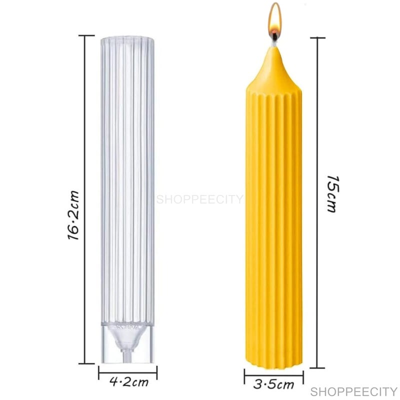 ShoppeeCity Polo Striped Pillar Candle Mold I Long Rod Cylinder Acrylic Candlestick Wax Mould I for DIY Handmade Cake Dcor Aromatherapy Candles Making Home Wedding Party Decoration 35 X 15 CM - Image 3
