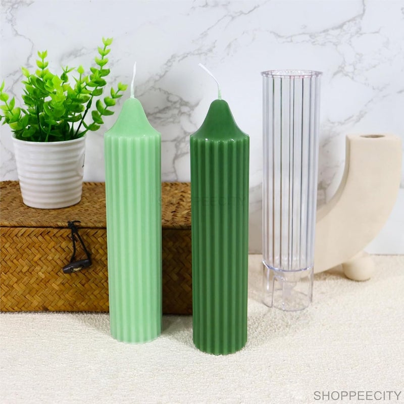 ShoppeeCity Polo Striped Pillar Candle Mold I Long Rod Cylinder Acrylic Candlestick Wax Mould I for DIY Handmade Cake Dcor Aromatherapy Candles Making Home Wedding Party Decoration 35 X 15 CM - Image 4