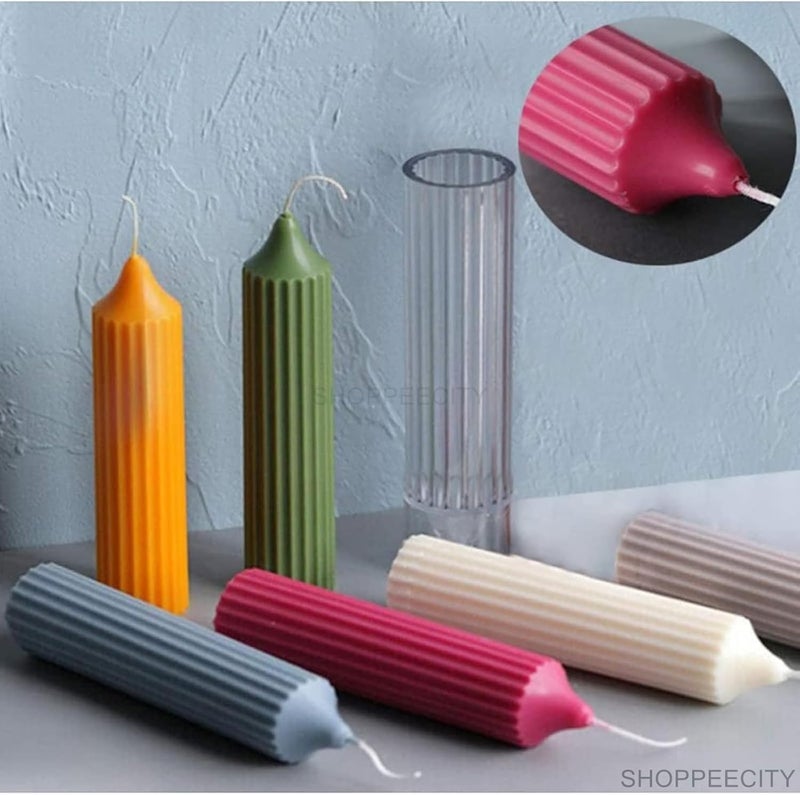 ShoppeeCity Polo Striped Pillar Candle Mold I Long Rod Cylinder Acrylic Candlestick Wax Mould I for DIY Handmade Cake Dcor Aromatherapy Candles Making Home Wedding Party Decoration 35 X 15 CM - Image 5