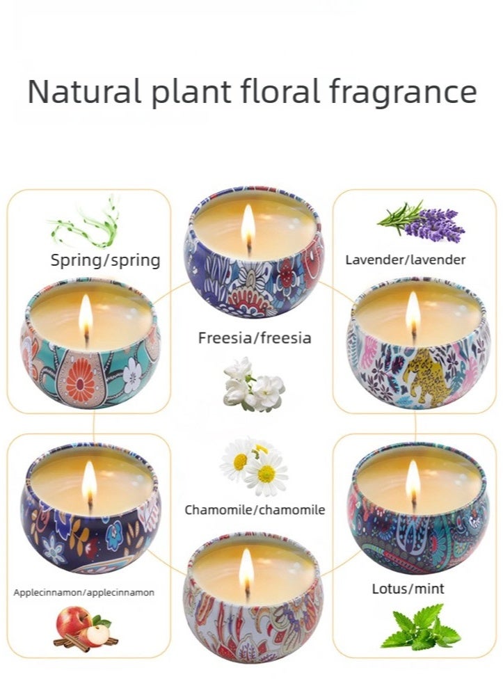 ZEPONOVA 6 Pack Scented Candles, Six Different Scents Candles, Floral Scent Candles, Long lasting Strong Fragrance Scented, Gift candle in Iron Box - Image 2