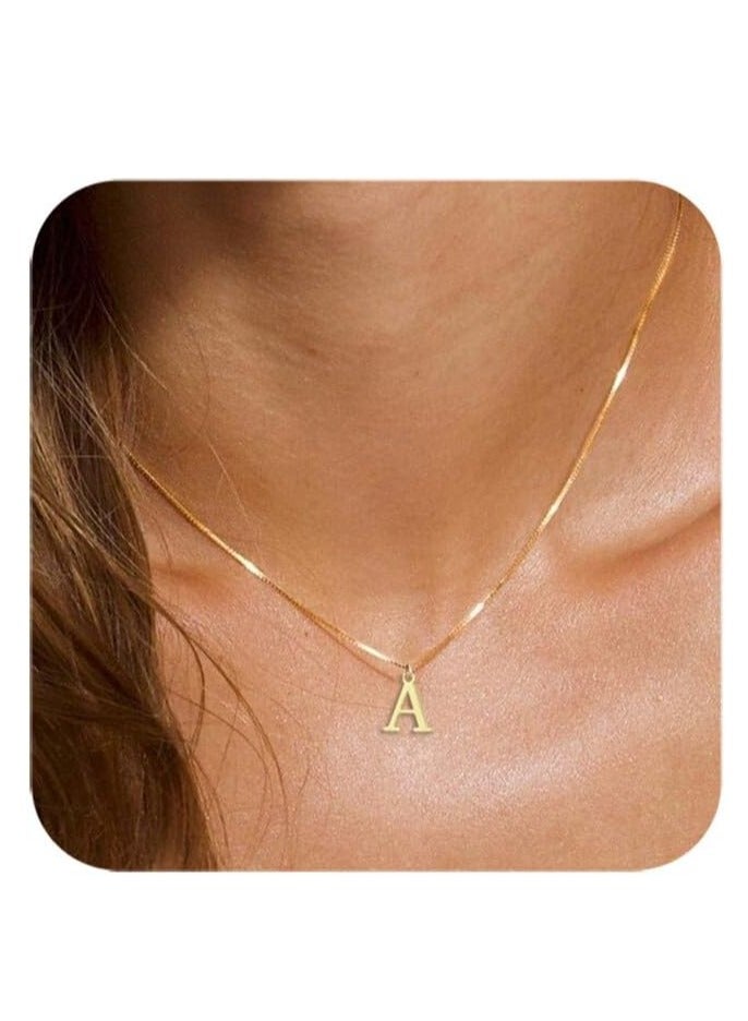 Moon Initial Necklace for Women 14K Gold Plated Dainty Letter Necklace Tiny Silver Initial Pendant Name Necklace A Personalized Gift Trendy Jewelry - Image 1