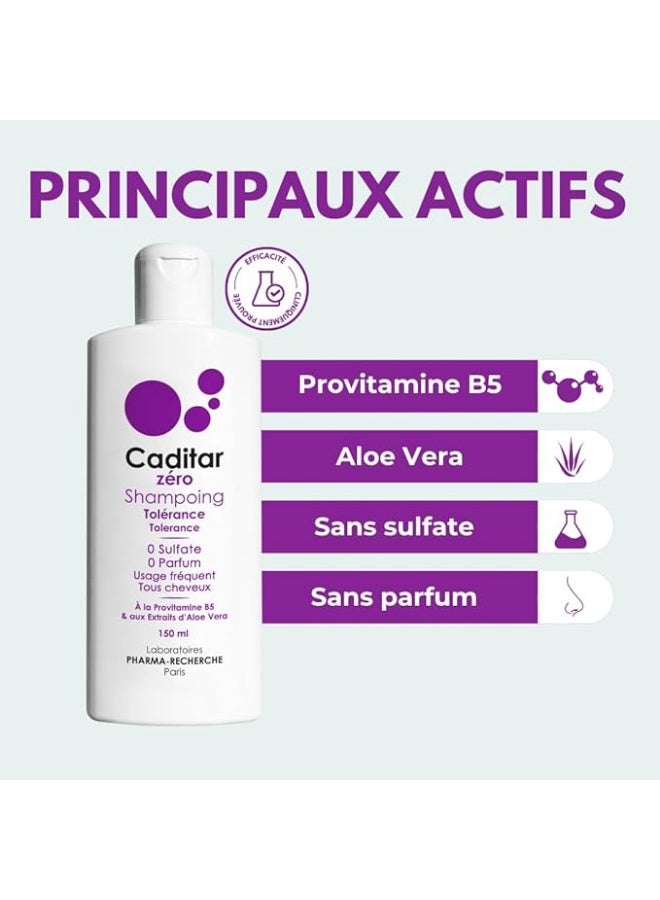 Caditar Zero • Tolerance Shampoo 150 ml• Sulfate and Fragrance Free • Protects Keratin • Softness and hydration - Image 2