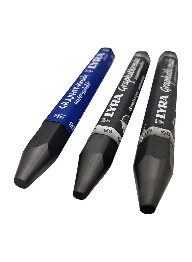 ليرا مجموعة عصا الجرافيت بدرجات متنوعة من عصا الجرافيت قابلة للذوبان في الماء وغير قابلة للذوبان 2B 6B 9B لوازم الرسم الفني لأقلام الرسم والتظليل 3 عصا تلوين (قابلة للذوبان في الماء) - Image 1