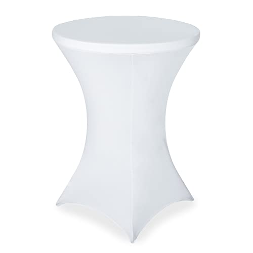 FestiCorp Spandex Table Cover, Cocktail Fitted Tablecloths, Round Highboy Stretch Table Covers Cloths for Party, DJ, Bar, Wedding, Birthday, Banquet, White, 30"-32" Diameter x 40"-43" Height - Image 1