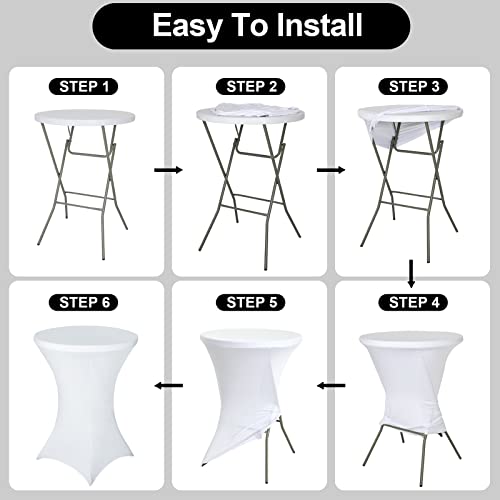 FestiCorp Spandex Table Cover, Cocktail Fitted Tablecloths, Round Highboy Stretch Table Covers Cloths for Party, DJ, Bar, Wedding, Birthday, Banquet, White, 30"-32" Diameter x 40"-43" Height - Image 5