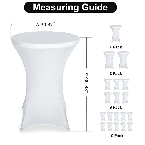 FestiCorp Spandex Table Cover, Cocktail Fitted Tablecloths, Round Highboy Stretch Table Covers Cloths for Party, DJ, Bar, Wedding, Birthday, Banquet, White, 30"-32" Diameter x 40"-43" Height - Image 3