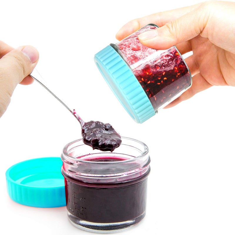 Youngever Glass Baby Food Storage, 4 Ounce Stackable Baby Food Glass Containers with Airtight Lids, Glass Jars with Lids, 8 Coastal Colors (8 Pack) - Image 3