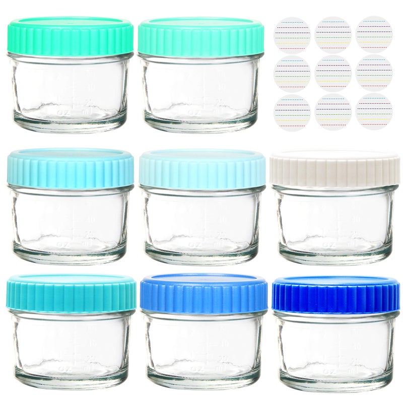 Youngever Glass Baby Food Storage, 4 Ounce Stackable Baby Food Glass Containers with Airtight Lids, Glass Jars with Lids, 8 Coastal Colors (8 Pack) - Image 1