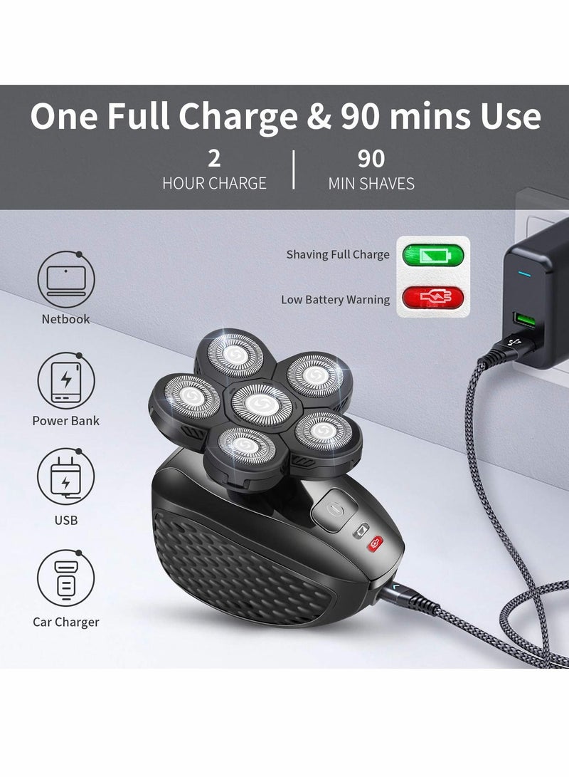 Electric Shaver for Men, 6D 7 in 1 Men Razors Rotary Head Shavers Cordless Bald Rechargeable Face and shaver Waterproof Razor Man Wet Dry Shaving Grooming - Image 4