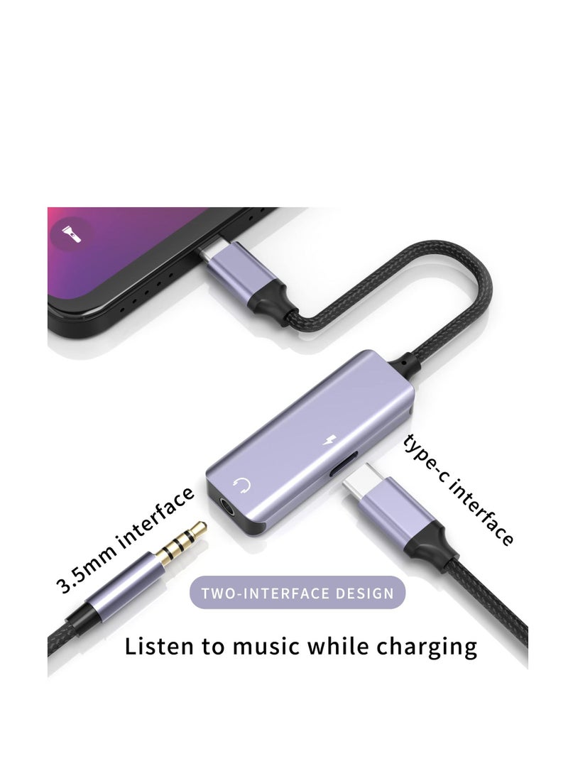 Y&D - USB c to 3.5mm Headphone and Charger Adapter,2-in-1 C PD 3.0 Charging Port Aux Audio Jack Fast Dongle Cable Cord Compatible with Samsung Galaxy S22 S21 S20, Google Pixel 4 3 XL - Image 1