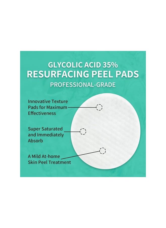 Generic - 35% Glycolic Acid Pads, 50 Pads AHA Resurfacing Peel Pads for Dark Spots, Acne, Fine Line + Turmeric and Vitamin C Face Serum, Anti Aging Serum for Face - Image 1