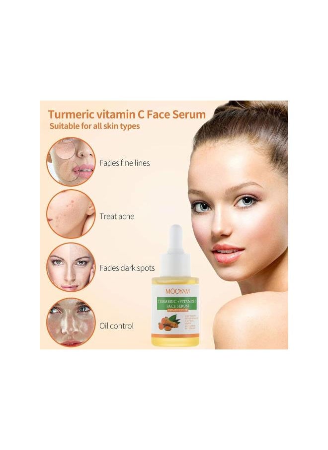 Generic - 35% Glycolic Acid Pads, 50 Pads AHA Resurfacing Peel Pads for Dark Spots, Acne, Fine Line + Turmeric and Vitamin C Face Serum, Anti Aging Serum for Face - Image 1