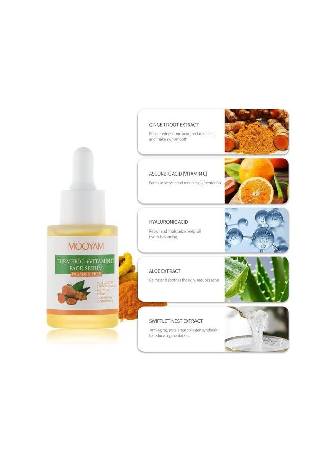 Generic - 35% Glycolic Acid Pads, 50 Pads AHA Resurfacing Peel Pads for Dark Spots, Acne, Fine Line + Turmeric and Vitamin C Face Serum, Anti Aging Serum for Face - Image 1