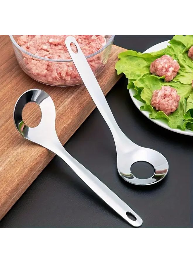 Stainless Steel Hole Spoon For Making Meatballs Silvery Kitchen Utensil - Image 2