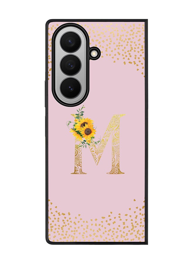 Stylizedd For Samsung Galaxy Z Fold7 Case,Slim fit Camera Protection, Shockproof Thin Phone cover  - Custom Floral Monogram - M  (Pink )