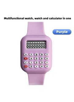 Generic Multifunctional Children's Watch Electronic Calculator Watch Primary School Student Watch Digital Electronic Watch (Purple)  - Image 1
