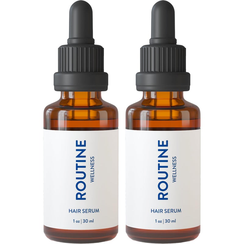 Routine Wellness Hair Treatment Serum for Thinning Hair - Plant-Based Rosemary, Tea Tree & Argan Oils Blend for Strength, Shine & Softer Hair - Clean Ingredients, All Hair Types - 30ml (Pack of 2) - Image 1