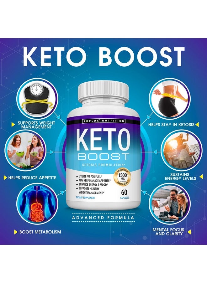 Toplux - Keto Boost Diet Pills Ketosis Supplement Natural Exogenous Keto Formula Support Energy & Focus Advanced Ketones For Ketogenic Diet Keto Diet Pills For Men Women - Image 1