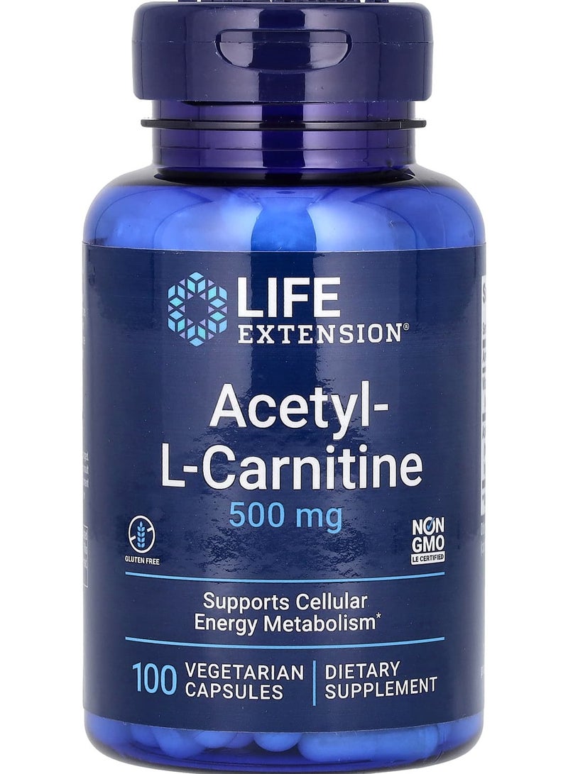 أسيتيل-ل-كارنيتين، 500 ملغ، 100 كبسولة نباتية