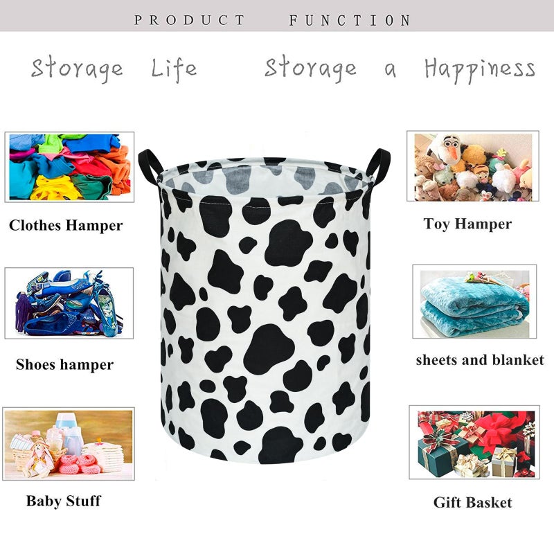 KUNRO Toy Bin Waterproof storage organizer for Nursery Hamper Home decor Closet Kids Bedroom Laundry Baby Gift Shelf Baskets (Rould Cow pattern) - Image 3