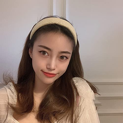 yaozeio Rattan Padded Puffy Woven Headband - No Slip Wide Raffia Hair Accessory for Women and Girls - Image 2