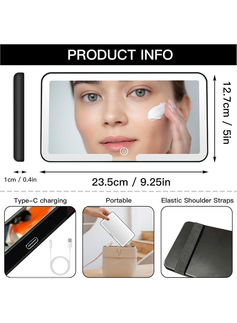 Beauty Lovers Cosmetics Car Vanity Mirror, Rechargeable Makeup Mirror with 3 Light Modes, Sun Visor Dimmable Touch Control, Vehicle Mirror, Makeup Light,Black - Image 2