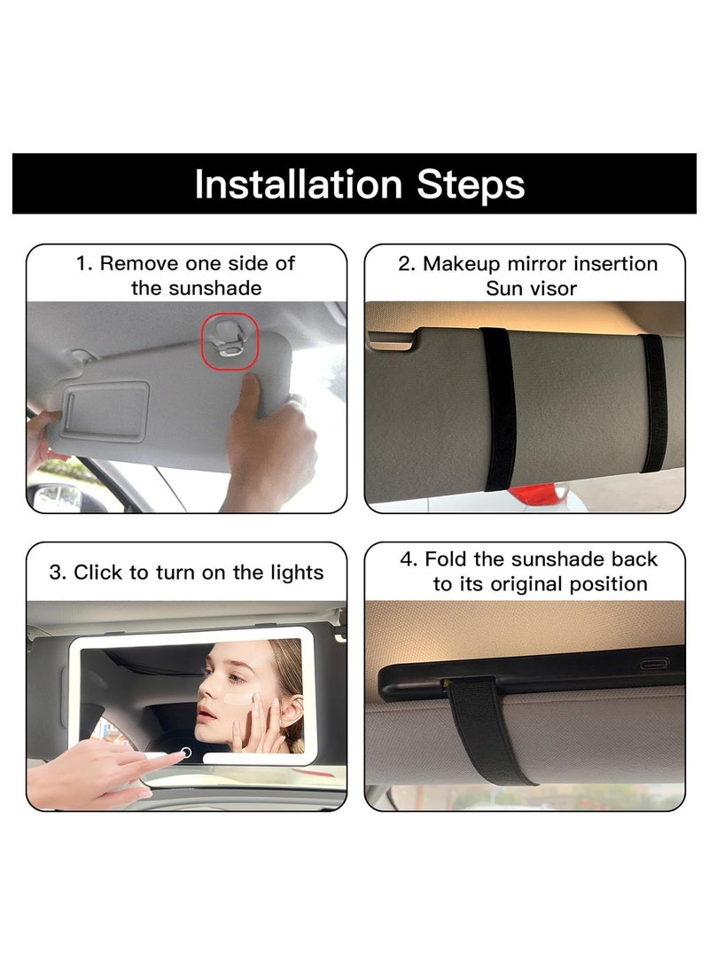 Beauty Lovers Cosmetics Car Vanity Mirror, Rechargeable Makeup Mirror with 3 Light Modes, Sun Visor Dimmable Touch Control, Vehicle Mirror, Makeup Light,Black - Image 3