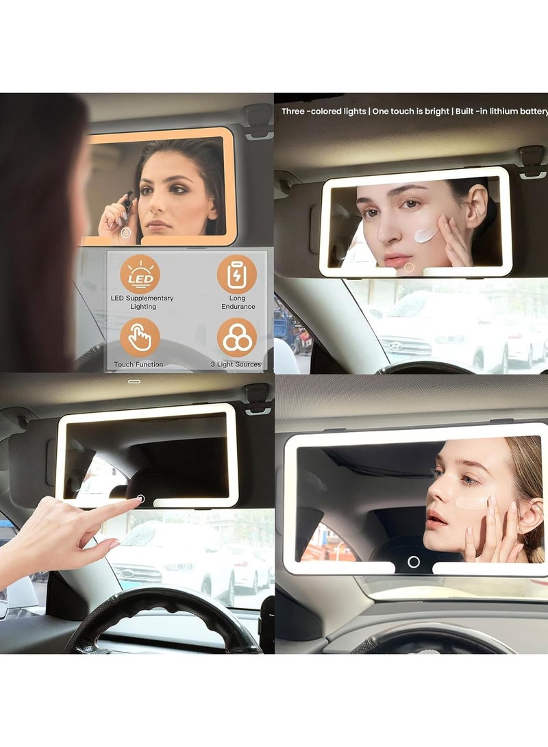 Beauty Lovers Cosmetics Car Vanity Mirror, Rechargeable Makeup Mirror with 3 Light Modes, Sun Visor Dimmable Touch Control, Vehicle Mirror, Makeup Light,Black - Image 5