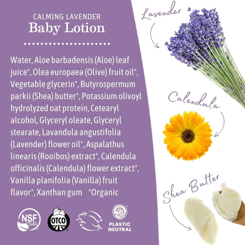 Earth Mama Calming Lavender Baby Lotion for Dry Skin, Calendula Cream for Newborn Skin Care, Organic Moisturizer for Children with Aloe Juice, Rooibos, & Shea Butter, Lavender Lotion, 8 Fl Oz - Image 5