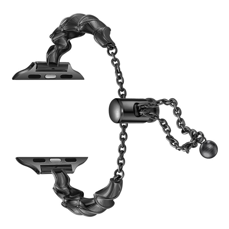 إيروريكس سوار ساعة معدني مموج من ريبون لساعة أبل سيريس 10 مقاس 46 مم (أسود) - Image 2