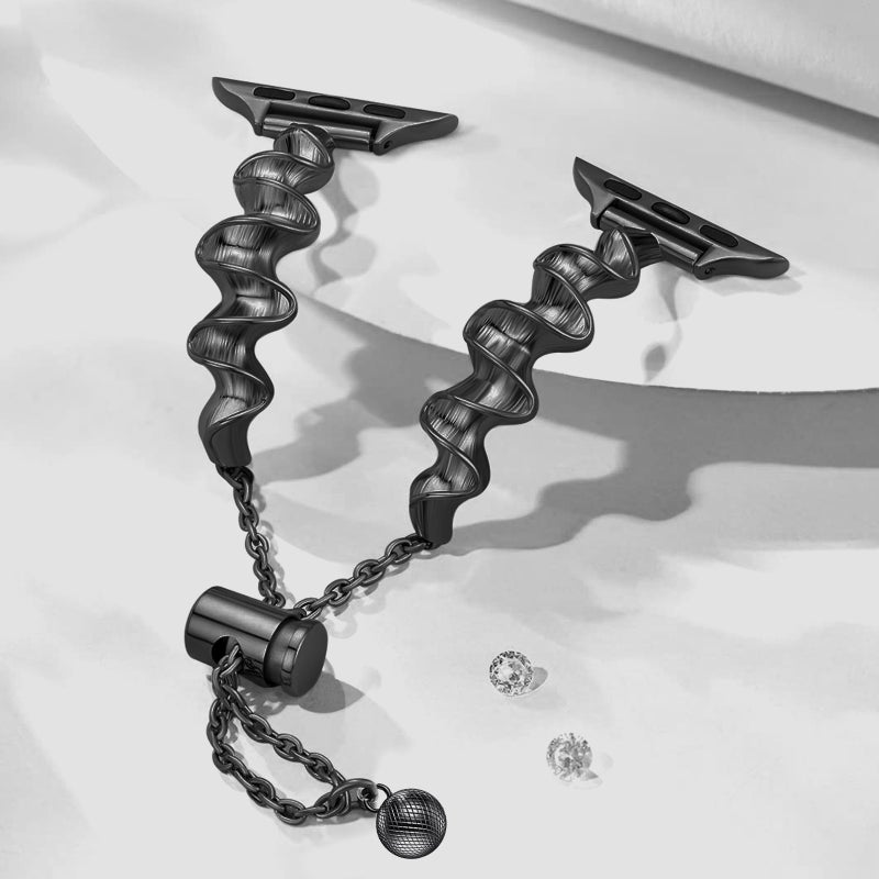 إيروريكس سوار ساعة معدني مموج من ريبون لساعة أبل سيريس 10 مقاس 46 مم (أسود) - Image 4